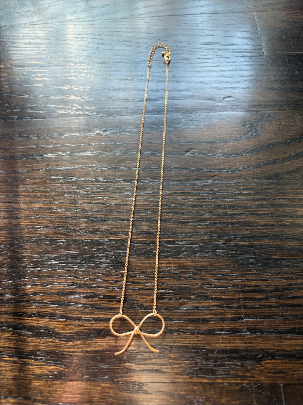 Anthropologie Bow Pendant Adjustable Length Necklace - Gold Tone Women’s Jewelry